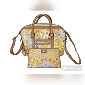 Spartina 449 Linen and Leather Bag and wallet set